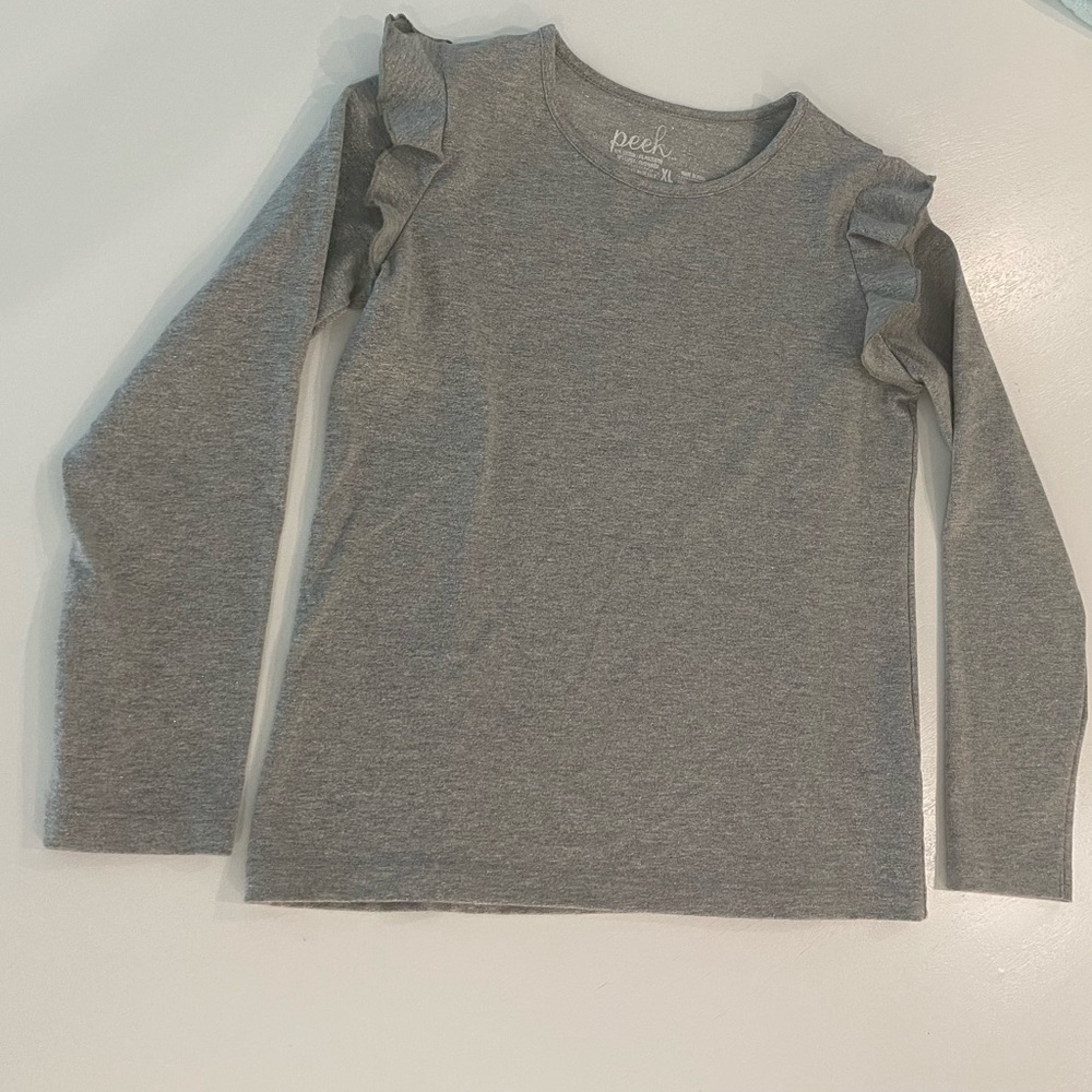 Peek Kids ruffle shoulder long sleeve shirt Sz 12 (XL)